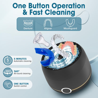 Nicwell 200ml Ultrasonic Retainer Cleaner — 45kHz Digital Timer Cleaning Pod
