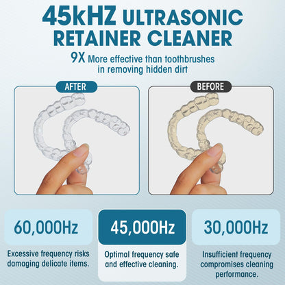 Nicwell 200ml Ultrasonic Retainer Cleaner — 45kHz Digital Timer Cleaning Pod
