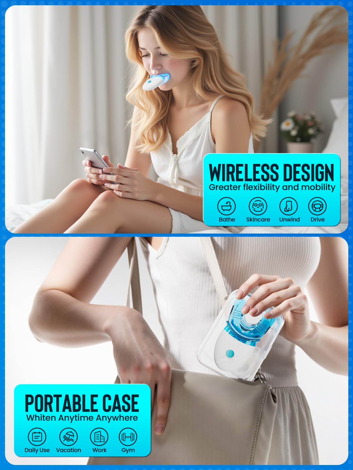 Nicwell Teeth Whitening Kit for Sensitive Teeth – 3x 35% Carbamide Peroxide + LED Light