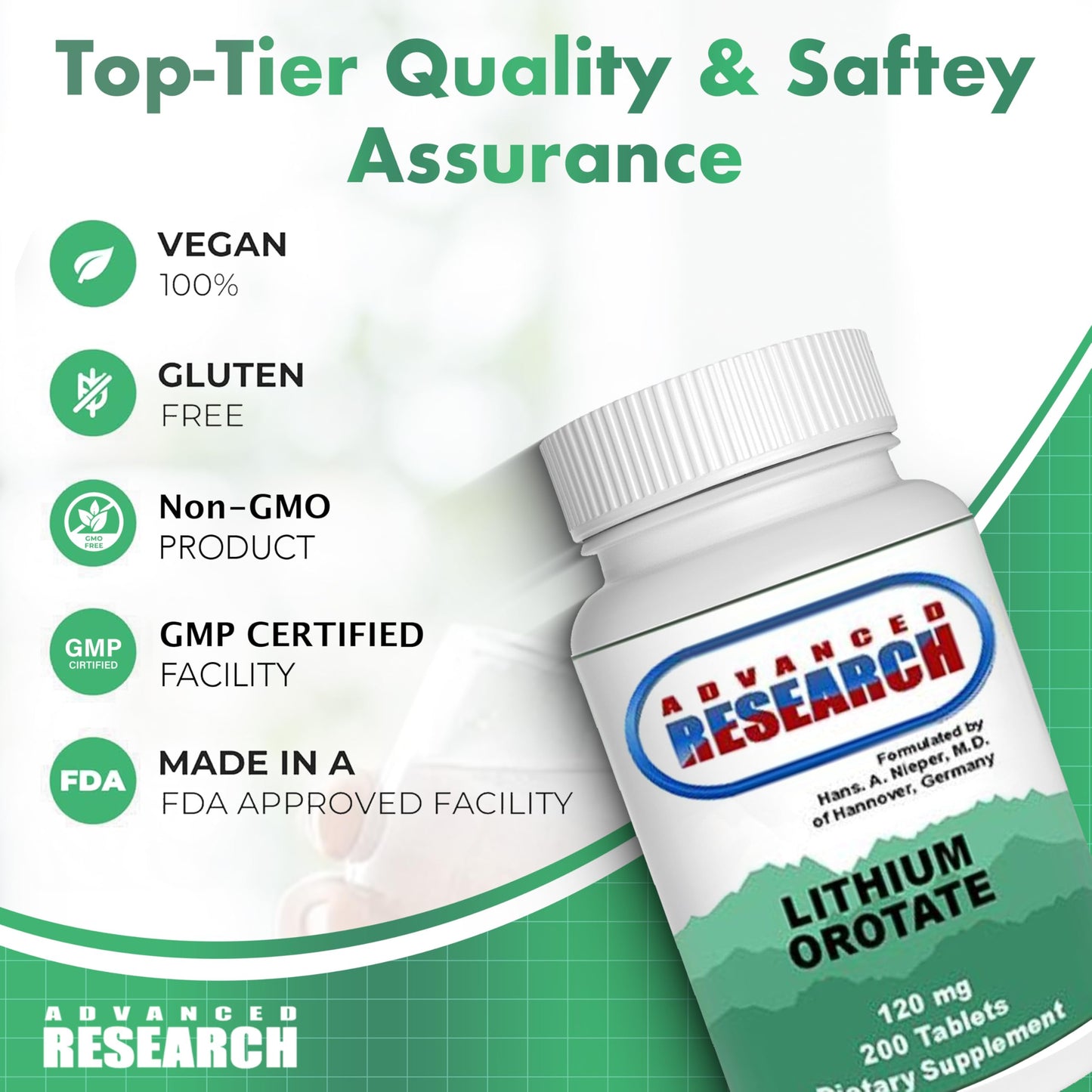 NCI Lithium Orotate 5mg – 200 Count | Lab Tested, Non-GMO, Gluten Free, Vegan Friendly