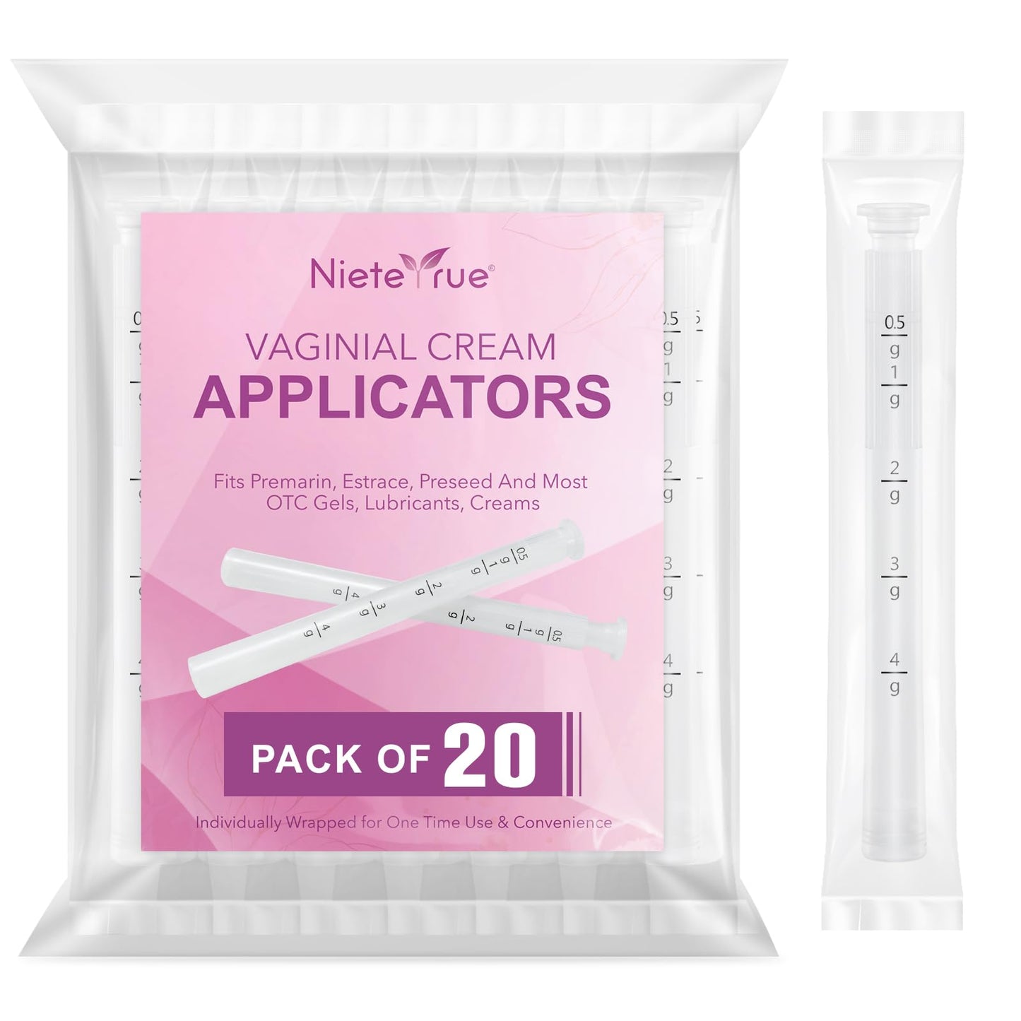 Nieteyrue Disposable Vaginal Applicators with Dosage Markings – 20 Pack
