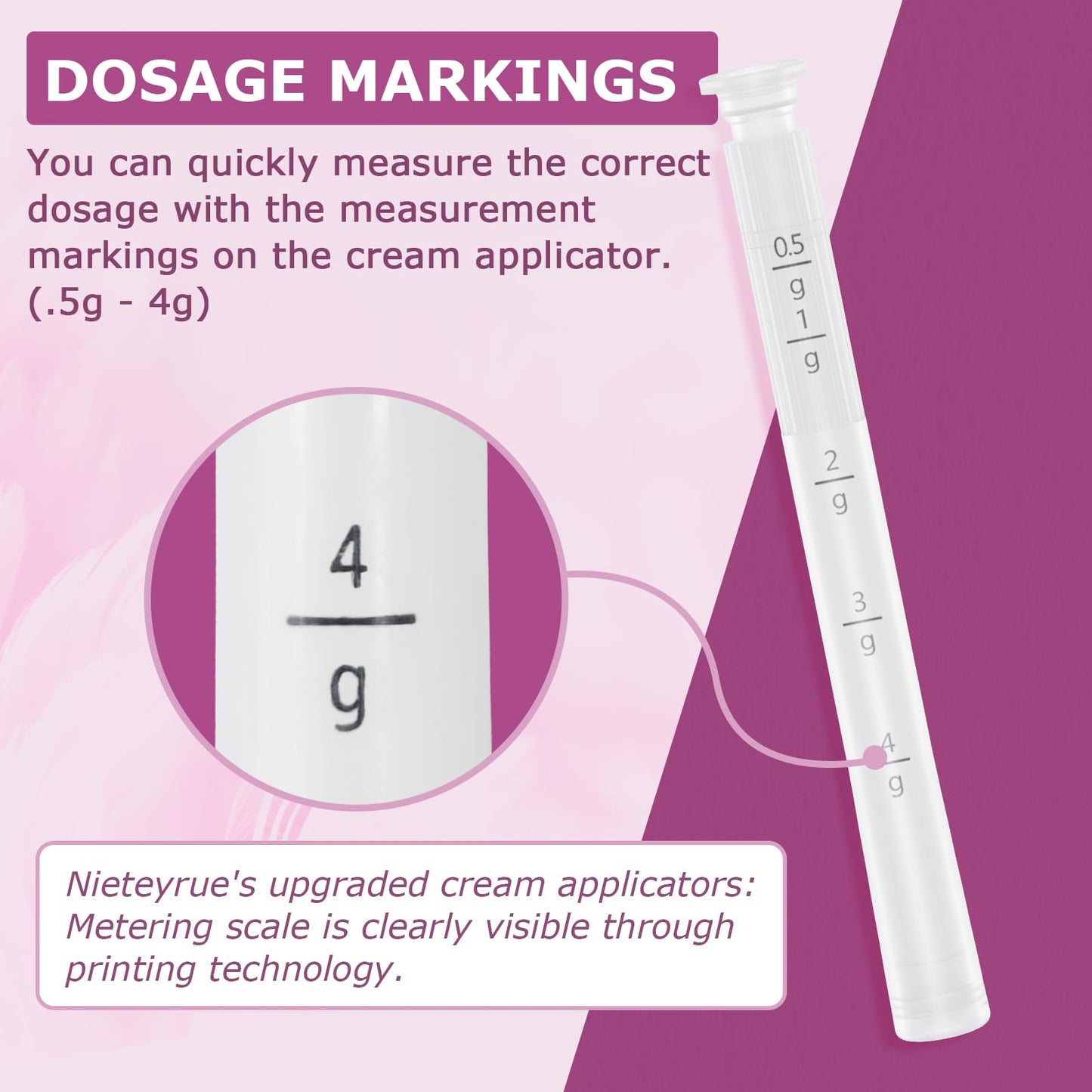Nieteyrue Disposable Vaginal Applicators with Dosage Markings – 20 Pack