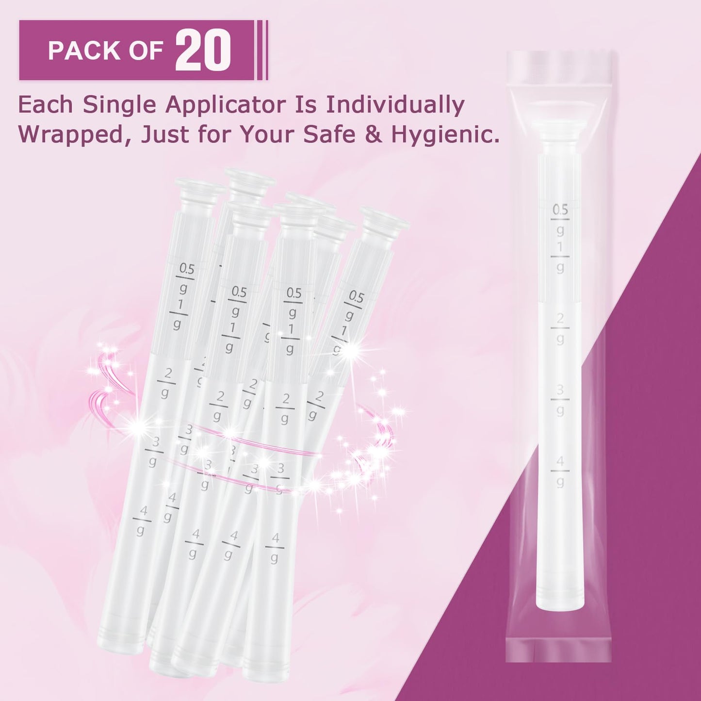 Nieteyrue Disposable Vaginal Applicators with Dosage Markings – 20 Pack