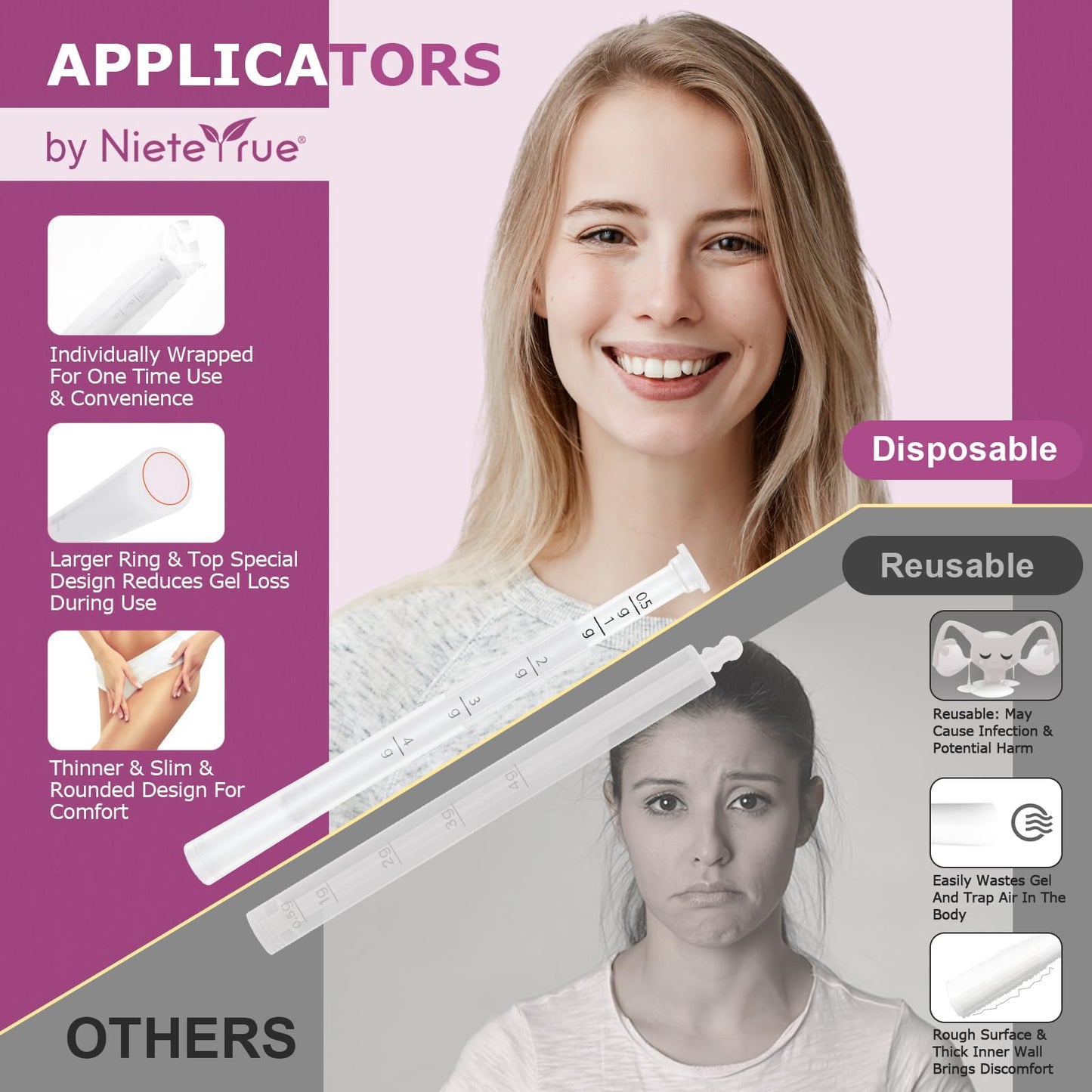 Nieteyrue Disposable Vaginal Applicators with Dosage Markings – 20 Pack
