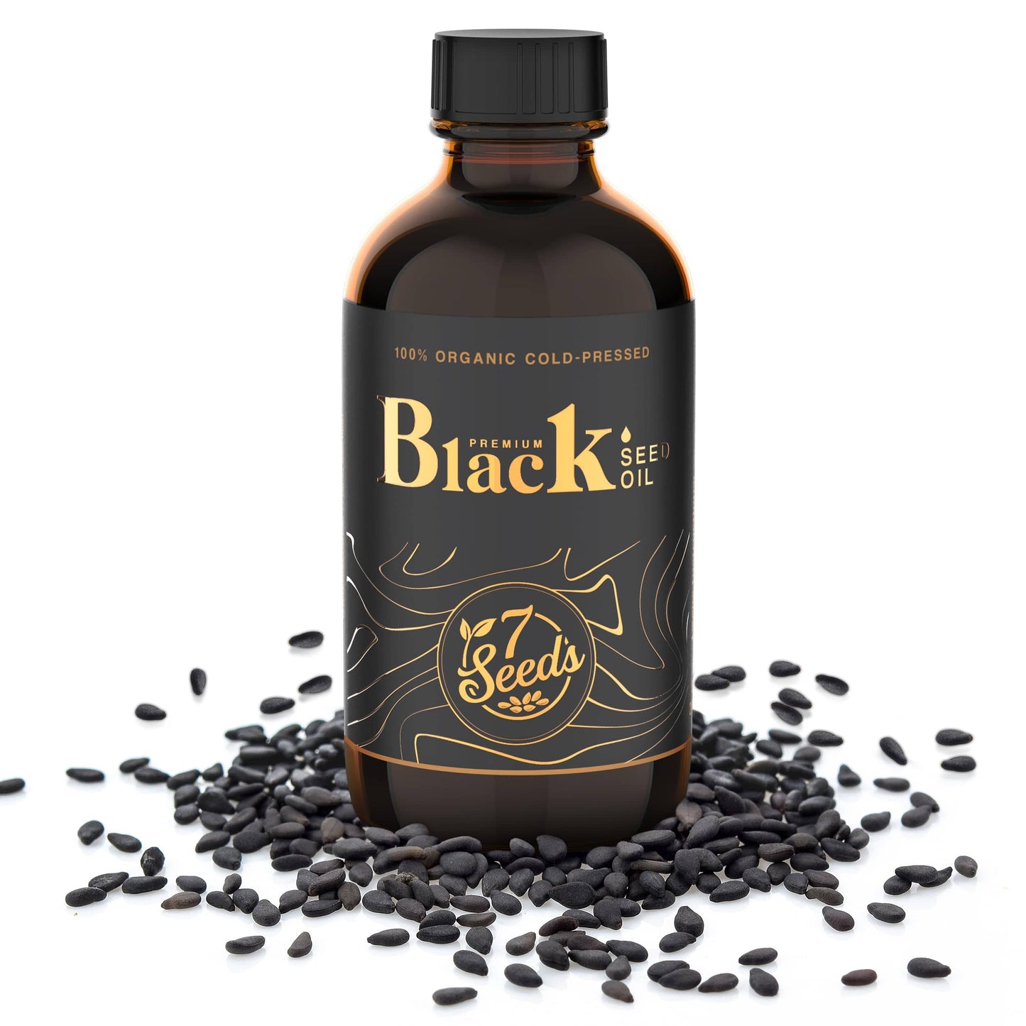 7 Seeds Cold Pressed Black Seed Oil - 240 ml Cold Pressed Nigella Sativa Liquid for Immune Support, Inflamation Support, Digestion, Hair & Skin (8 Fl Oz)