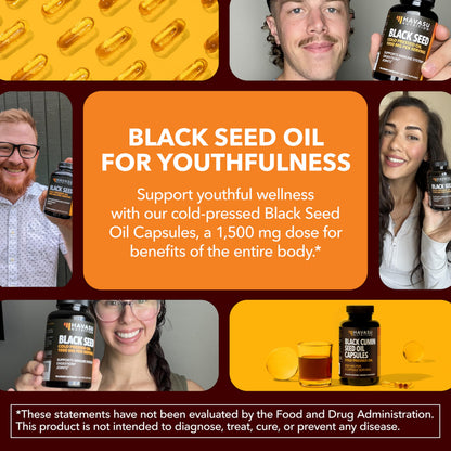 Cold Pressed Black Seed Oil Capsules 1500mg – Immune & Digestive Support, Hair & Skin | 2-Month Unflavored Supply