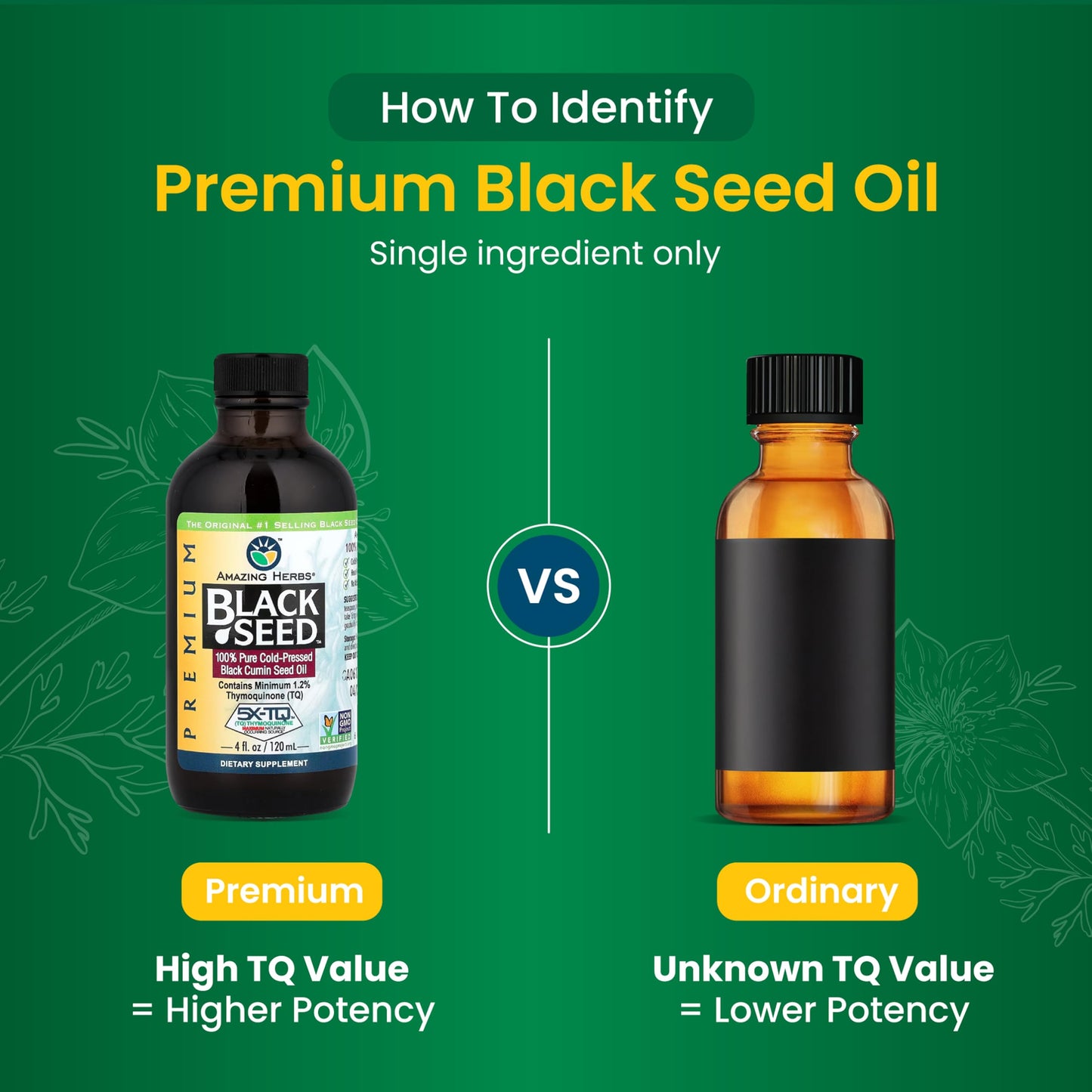 Amazing Herbs Premium Black Seed Oil - Cold Pressed Nigella Sativa | Digestive Health & Immune Support (4 oz)