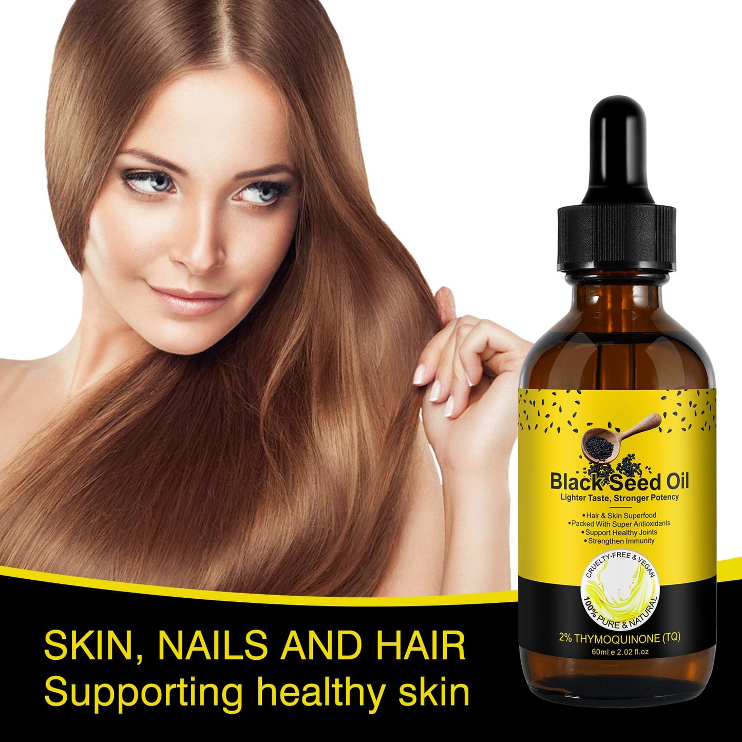 Black Seed Oil – Cold-Pressed, Natural for Hair & Skin Care (2.02 fl oz)