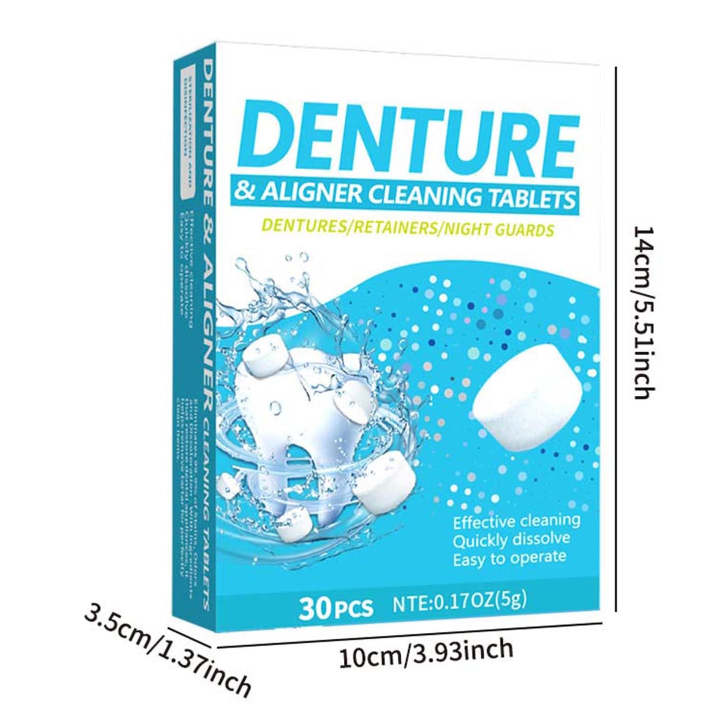 Retainer Cleaner Tablets 30 Count – Effervescent Cleaning for Aligners, Night Guards & Dentures