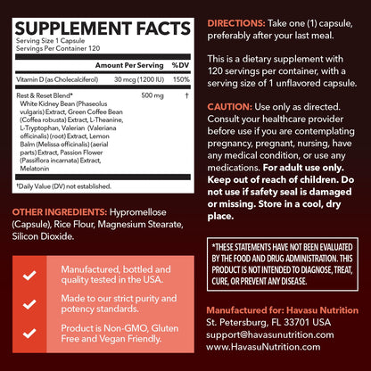 Night Time Fat Burner Metabolism Booster — Appetite Suppressant, 120 Pills