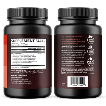Night Time Fat Burner Metabolism Booster — Appetite Suppressant, 120 Pills