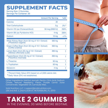 Night Time Fat Burner Gummies - Sleep Support & Metabolism Boost | 60ct