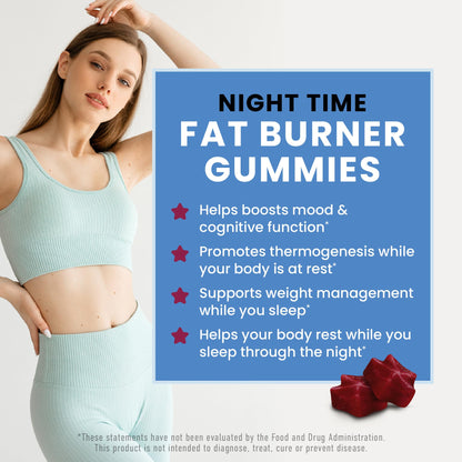 Night Time Fat Burner Gummies - Sleep Support & Metabolism Boost | 60ct