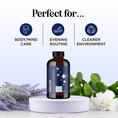 Sleep Essential Oil Blend for Diffusers – Dream Essential Oil for Nighttime Aromatherapy (4oz) with Lavender, Ylang-Ylang, Clary Sage & Roman Chamomile