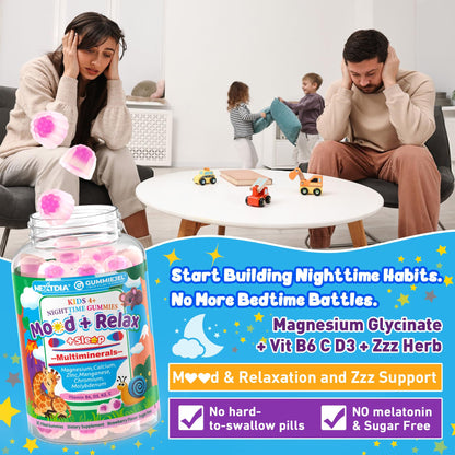 Kids Nighttime Multimineral Gummies – Magnesium, Calcium, Zinc + D3 K2 | No Melatonin