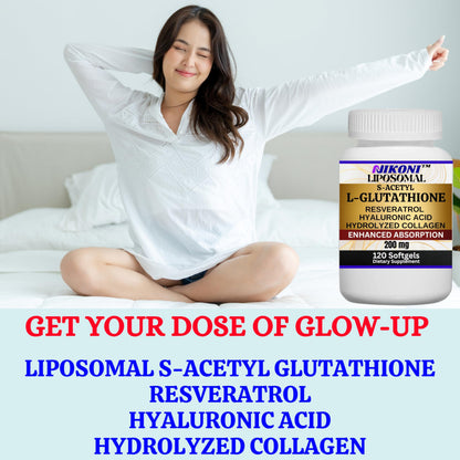 Nikoni Liposomal S-Acetyl L-Glutathione + Resveratrol – HA & Collagen 500 mg, 120 Softgels