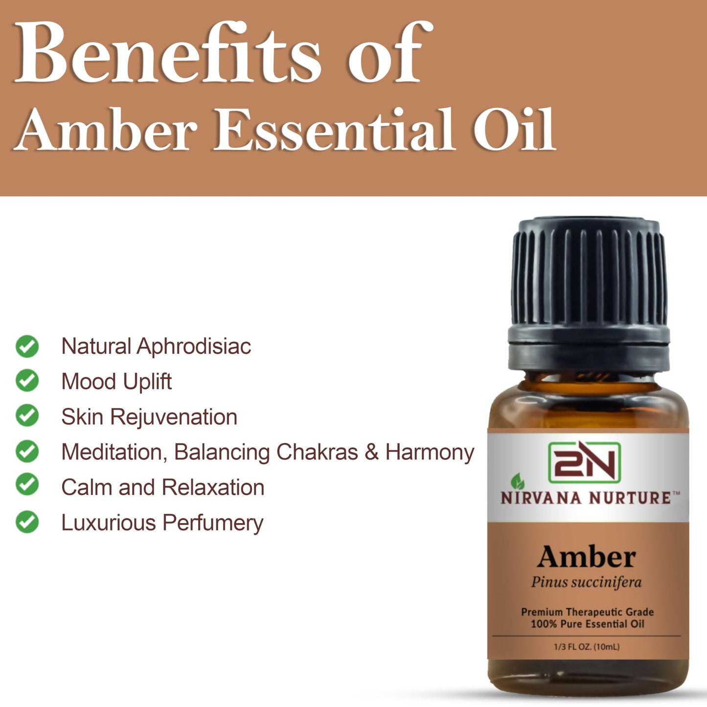 Nirvana Nurture Amber Essential Oil – 100% Pure, Premium Therapeutic Grade, Undiluted