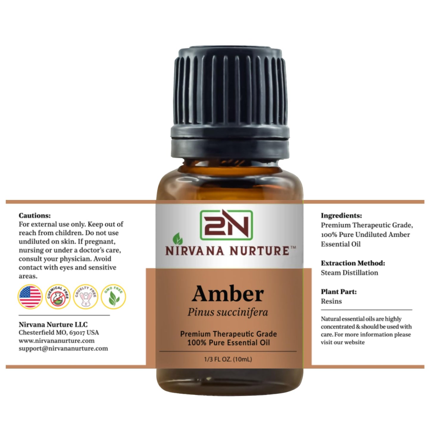 Nirvana Nurture Amber Essential Oil – 100% Pure, Premium Therapeutic Grade, Undiluted