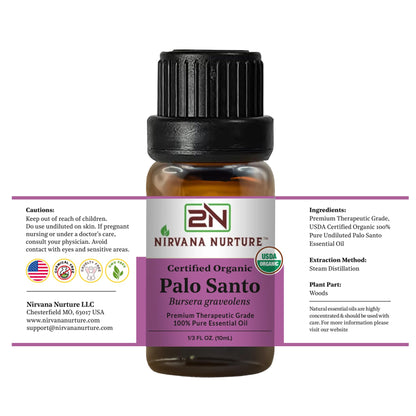 Nirvana Nurture Palo Santo Essential Oil – 100% Pure, USDA Certified Organic
