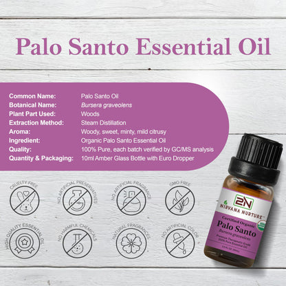 Nirvana Nurture Palo Santo Essential Oil – 100% Pure, USDA Certified Organic