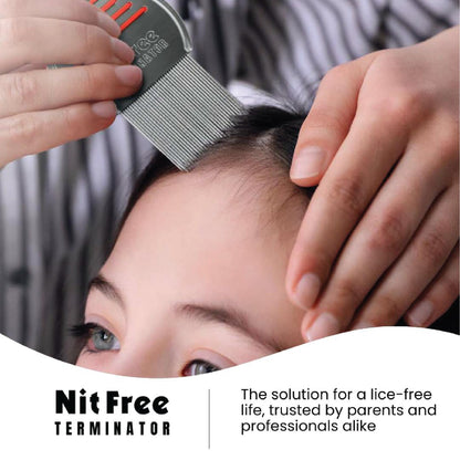 Nit Free Terminator Lice Comb - Professional Stainless Steel Lice Treatment Comb (Color May Vary) Pack of 1