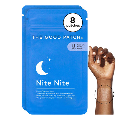 Nite Nite Sleep Patch by The Good Patch – Hemp & Melatonin, Sustained Release (8 Patches)