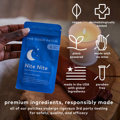Nite Nite Sleep Patch by The Good Patch – Hemp & Melatonin, Sustained Release (8 Patches)