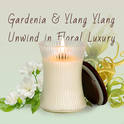 NITIME 2-Pack Gardenia & Ylang-Ylang Scented Candles — Natural Soy, 7.05oz Each | Home Decor & Housewarming