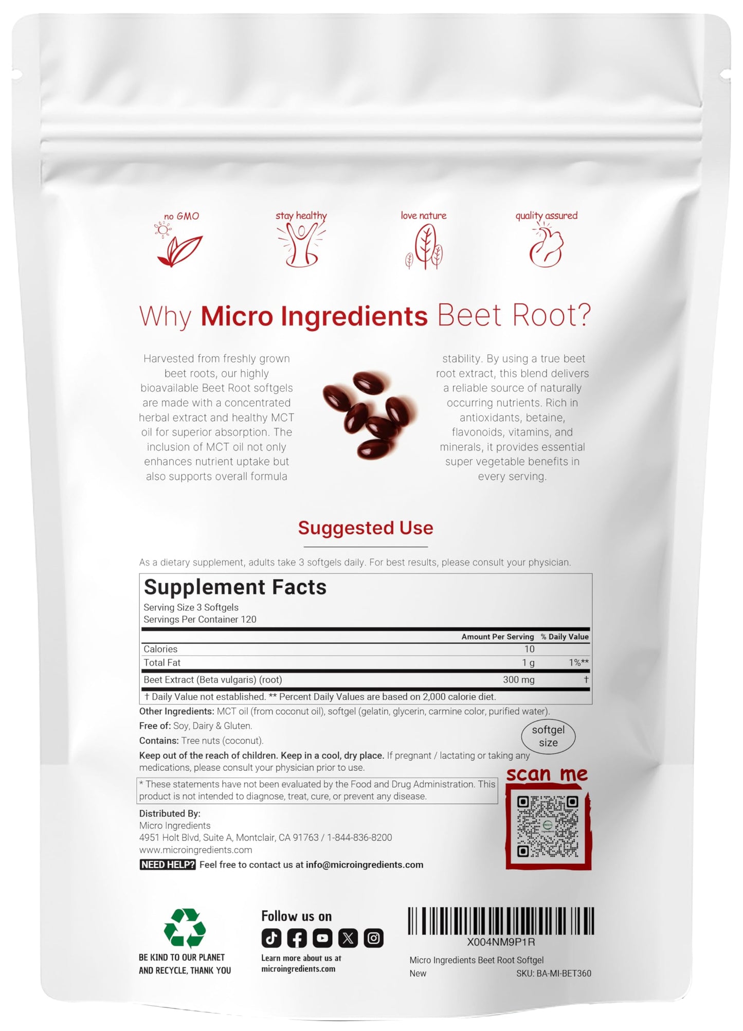 Beet Root Softgels with MCT Oil – 360 Softgels for Heart Health