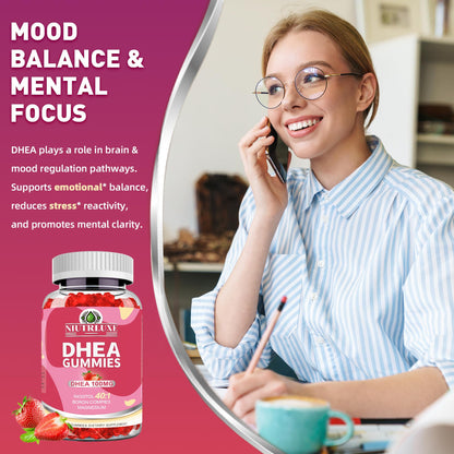 NIUTRLUXE DHEA Gummies 100mg for Women – Pro-Aging, Ovarian & Sleep Support (60 Count)