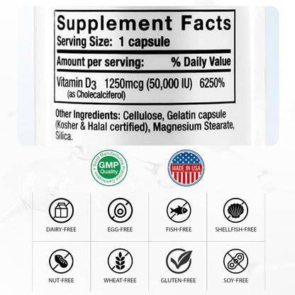 Nivagen Vitamin D3 50,000 IU Weekly Dose – 100 Capsules | Made in USA