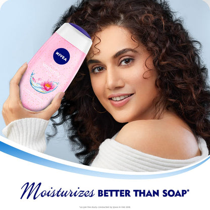 NIVEA Bath Shower Water Lily Oil – 250 ml Moisturizing Skin Cleanser with Oil Pearls & Water Lily Fragrance