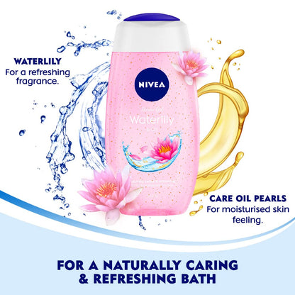 NIVEA Bath Shower Water Lily Oil – 250 ml Moisturizing Skin Cleanser with Oil Pearls & Water Lily Fragrance