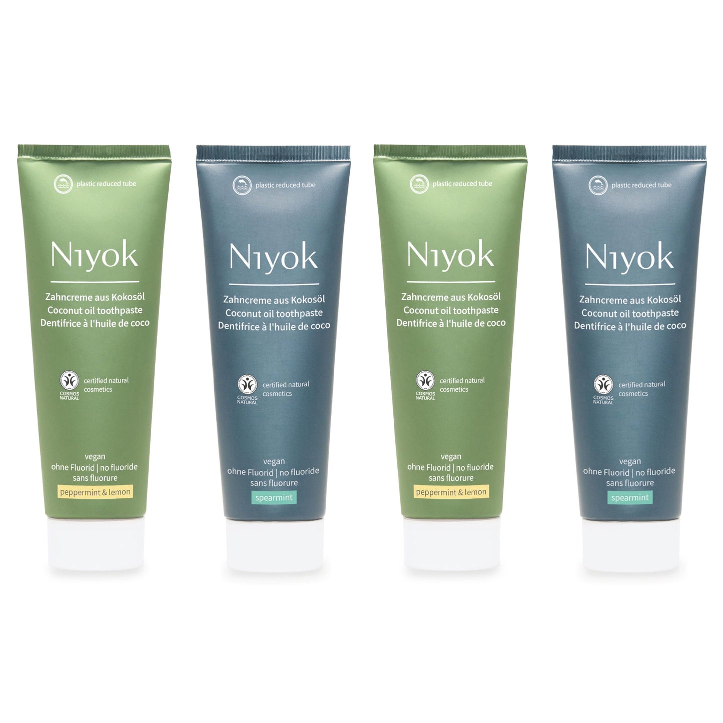 Niyok Fluoride-Free Coconut Oil Toothpaste – Peppermint Lemon & Spearmint 75 ml (4-Pack)