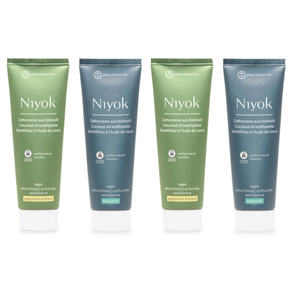 Niyok Fluoride-Free Coconut Oil Toothpaste – Peppermint Lemon & Spearmint 75 ml (4-Pack)
