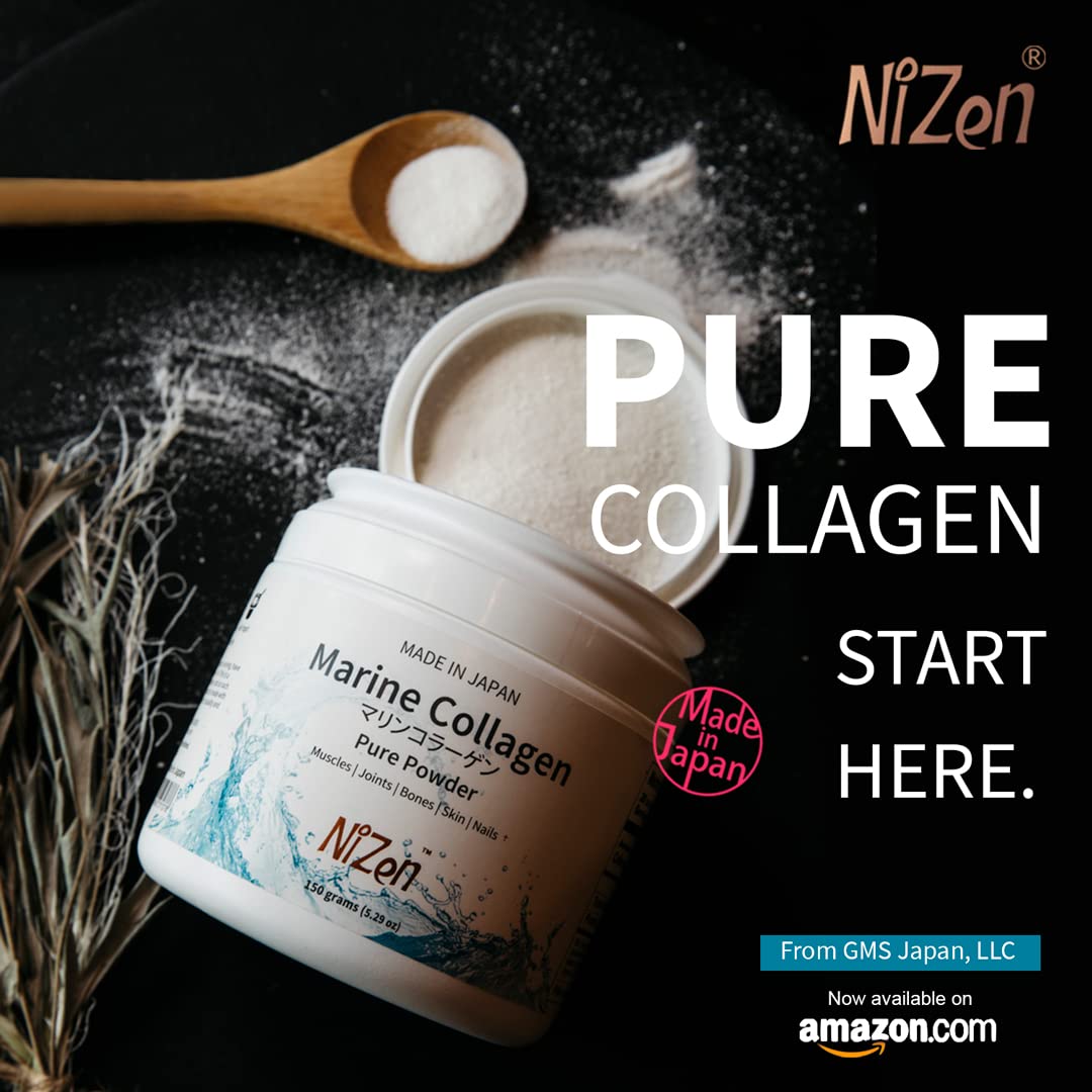 Nizen Marine Collagen PURE Powder – Unflavored, Non-Clumping, 5.29oz, Made in Japan