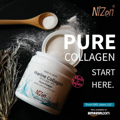 Nizen Marine Collagen PURE Powder – Unflavored, Non-Clumping, 5.29oz, Made in Japan