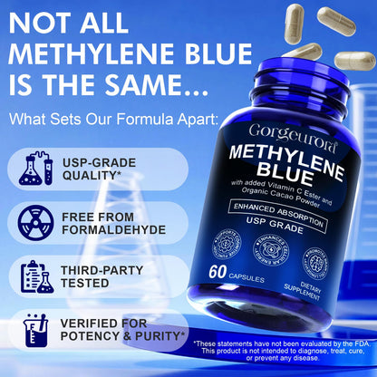 NKKOBSLE Methylene Blue Capsules – USP Grade 1% for Brain Health
