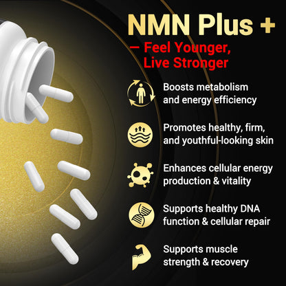 NMN Complex Plus+ with NAC, Alpha Lipoic Acid, CoQ10 & Resveratrol – 60 Capsules