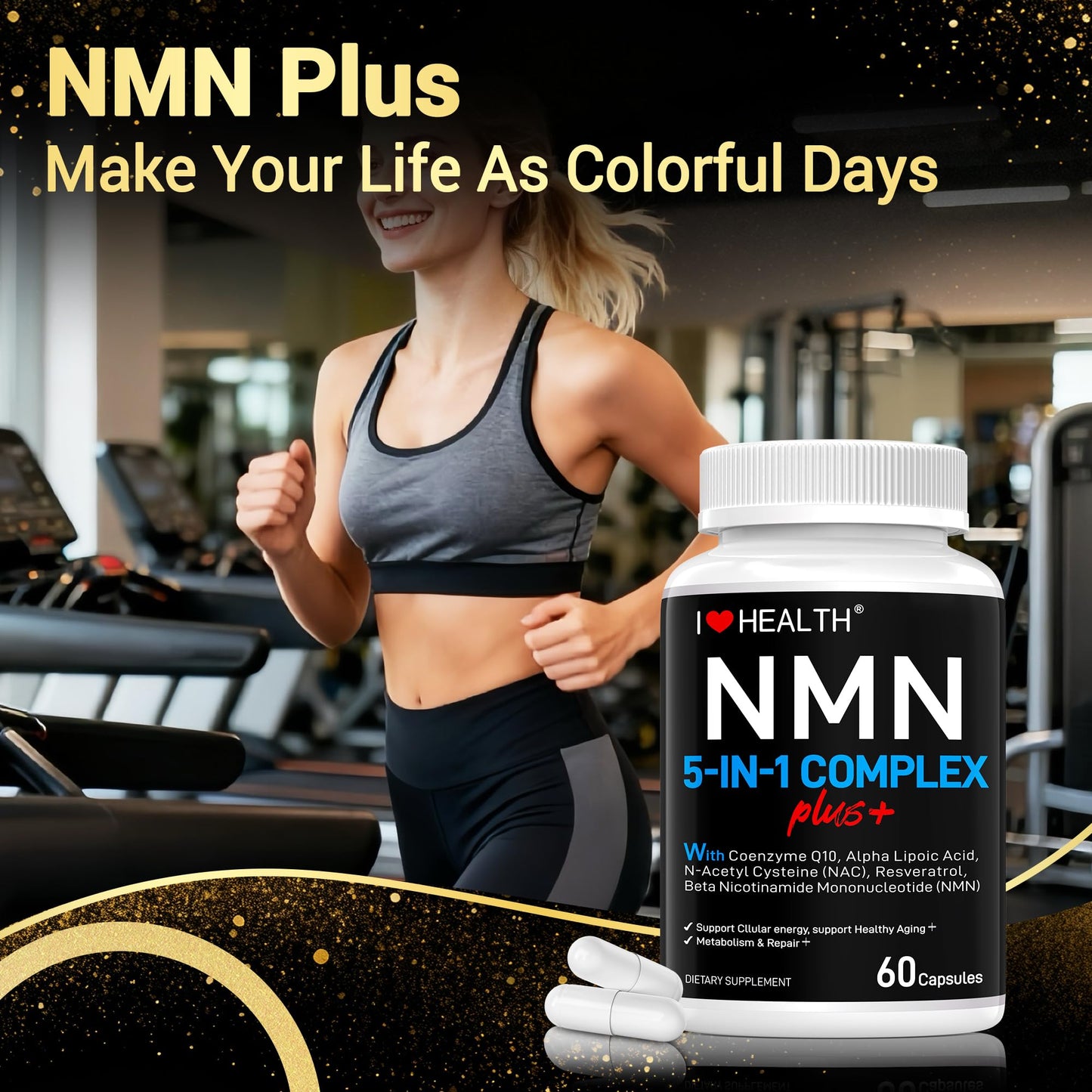 NMN Complex Plus+ with NAC, Alpha Lipoic Acid, CoQ10 & Resveratrol – 60 Capsules