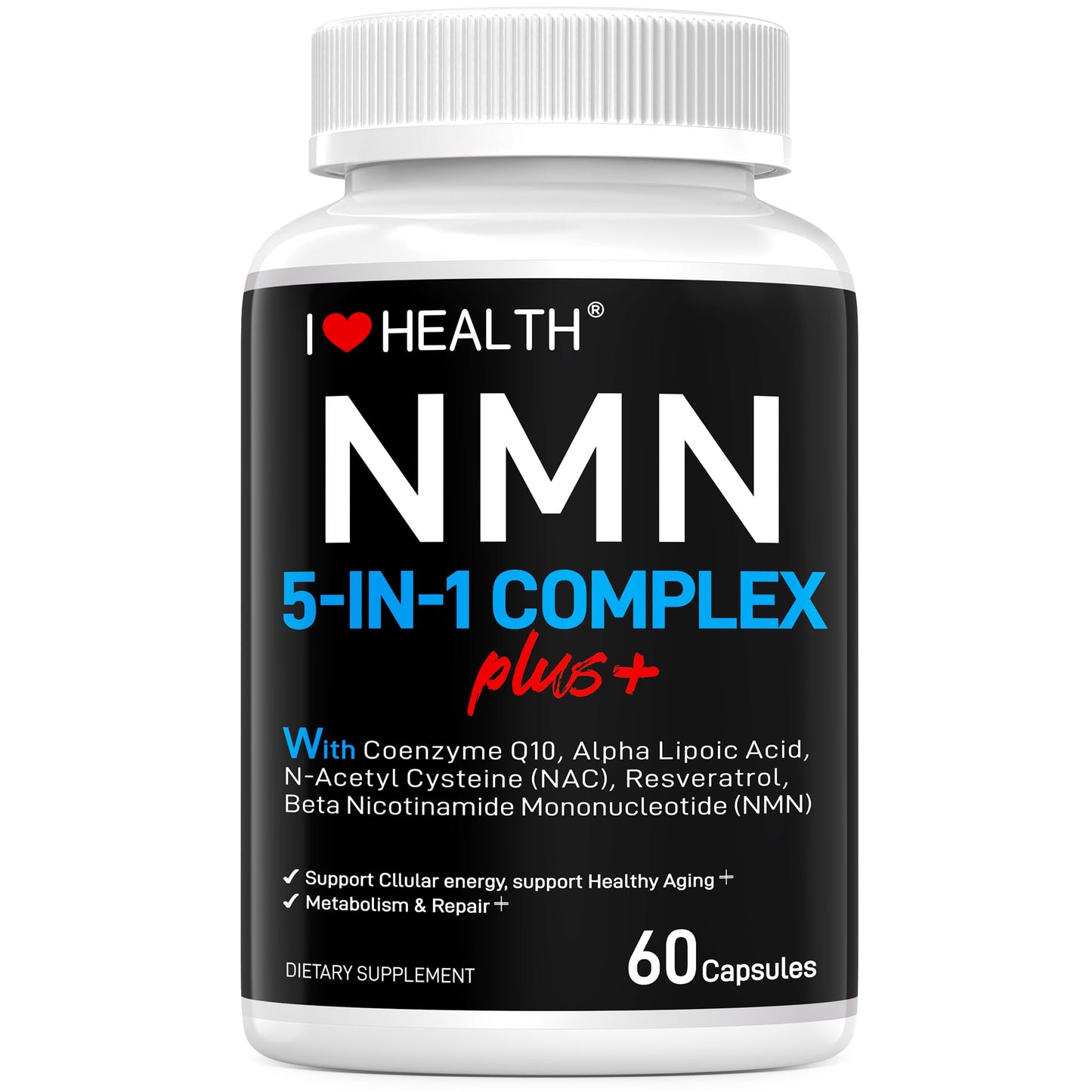 NMN Complex Plus+ with NAC, Alpha Lipoic Acid, CoQ10 & Resveratrol – 60 Capsules