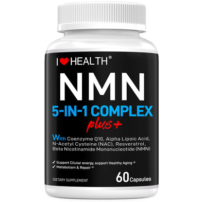 NMN Complex Plus+ with NAC, Alpha Lipoic Acid, CoQ10 & Resveratrol – 60 Capsules