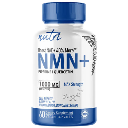 NMN 1000mg NAD Booster - Nutri Ultra High Absorption NMN with Quercetin Phytosome & Black Pepper (60 Capsules)