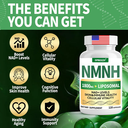 NMNH 1000mg NAD+ Support | Liposomal Resveratrol & NR | Vegan