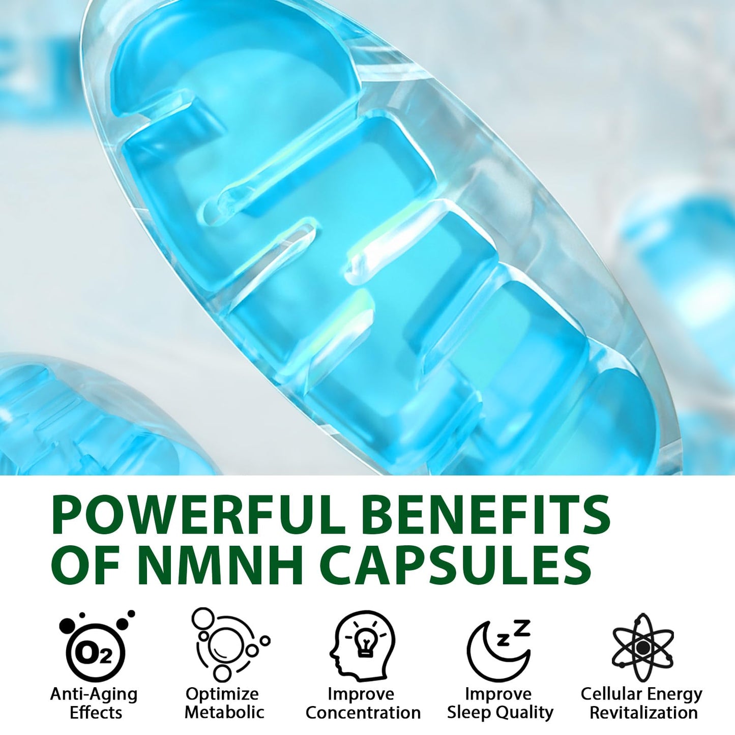NMNH NMN Supplement Alternative - 1000mg per Serving | NAD+ Boost, Energy & Anti-Aging | 120 Capsules