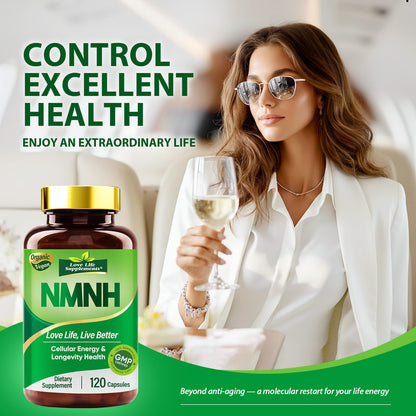 NMNH NMN Supplement Alternative - 1000mg per Serving | NAD+ Boost, Energy & Anti-Aging | 120 Capsules