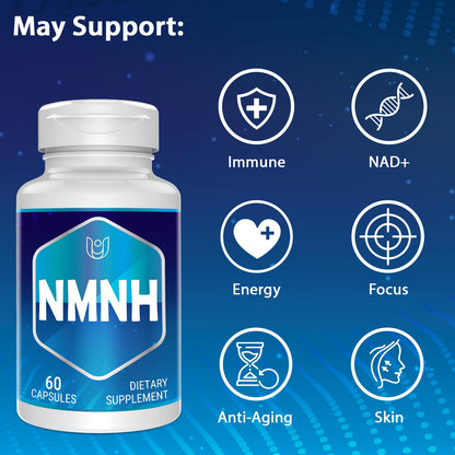 NMNH NMN Supplement – NAD+ Booster, Anti-Aging, 60 Capsules