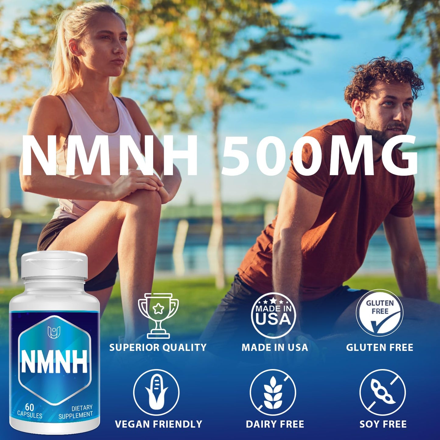 NMNH NMN Supplement – NAD+ Booster, Anti-Aging, 60 Capsules