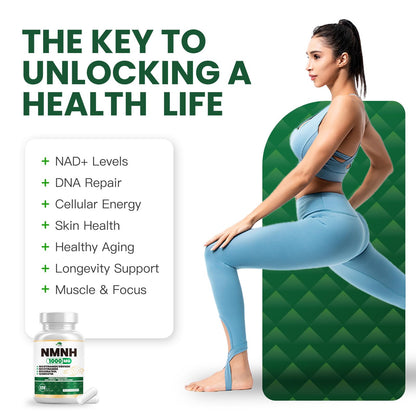NMNH (Dihydronicotinamide Mononucleotide) NMNH 1000mg - NAD+ Support, Energy & Focus, 120 Capsules