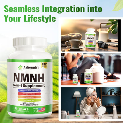 NMNH NMN Alternative Supplement with Niacinamide, Quercetin & Trans-Resveratrol | NAD+ Support (120 Caps)